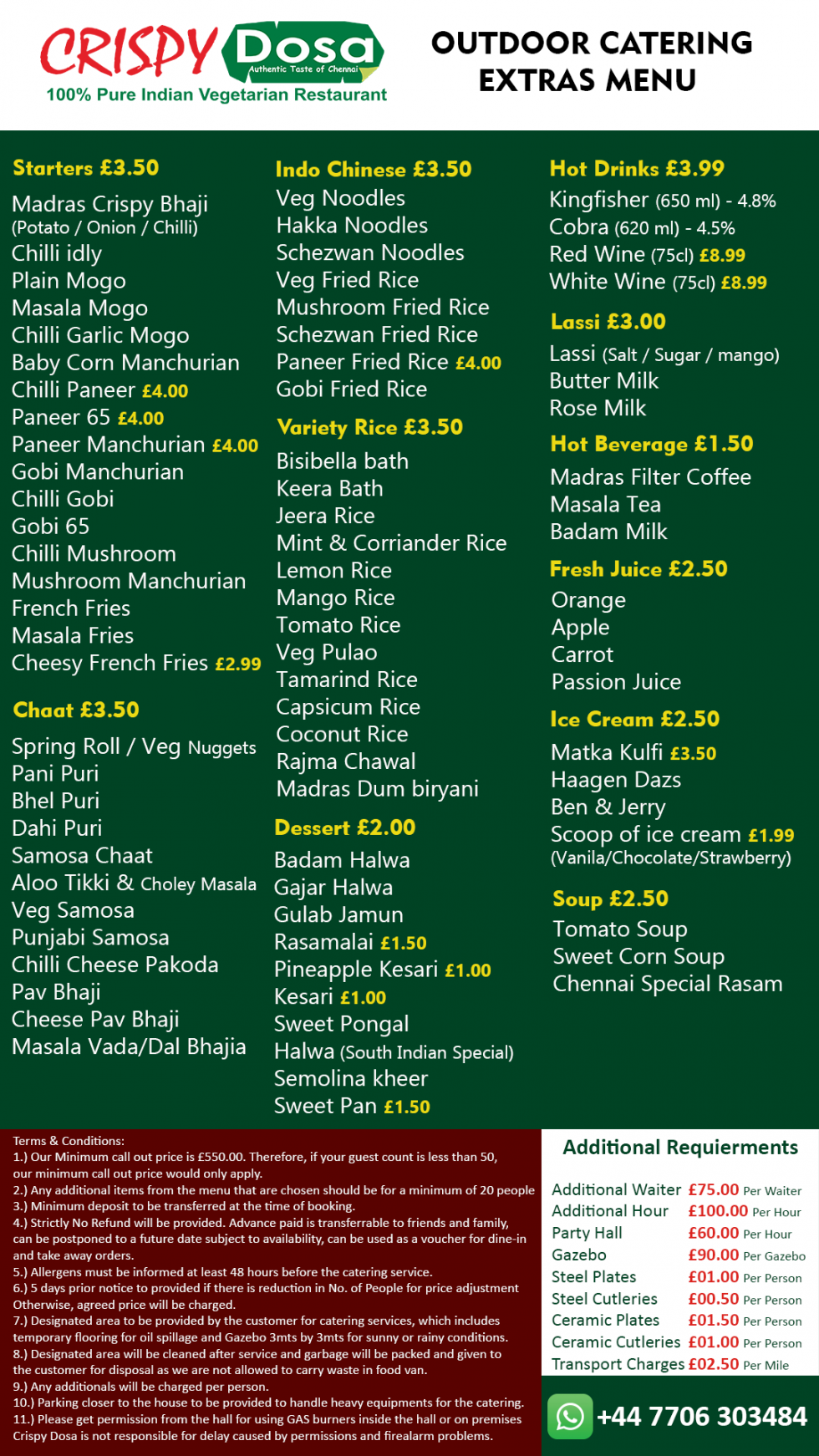 OUTDOOR CATERING Crispy Dosa Restaurant