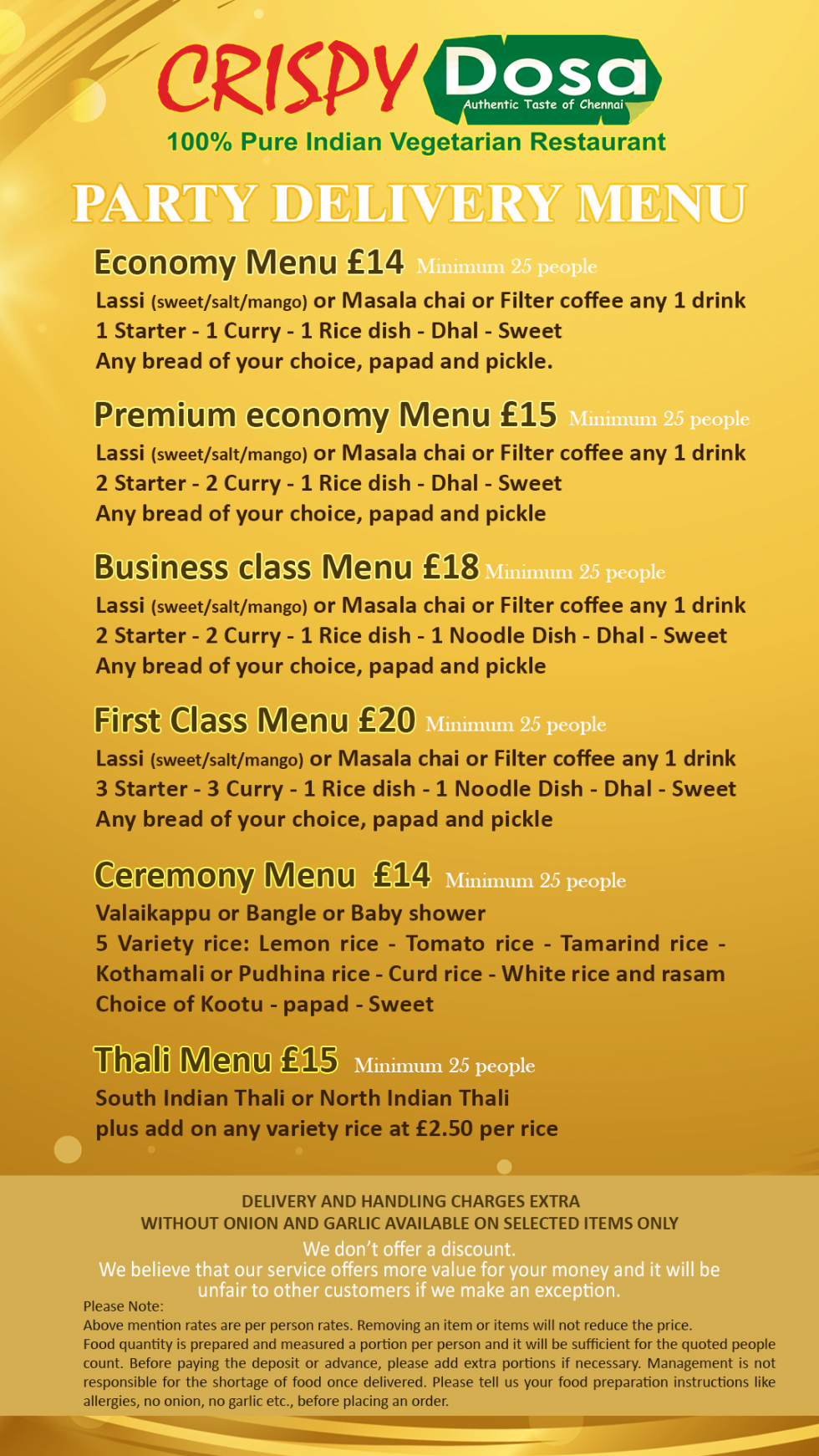 OUTDOOR CATERING Crispy Dosa Restaurant